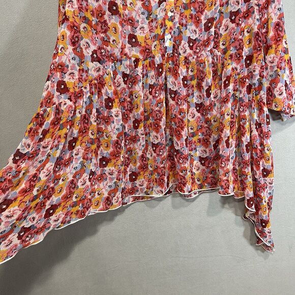 Lane Bryant Asymmetric Top womens 18/20 Half Button Front‎ Cottage Core Cowgirl - Picture 4 of 9